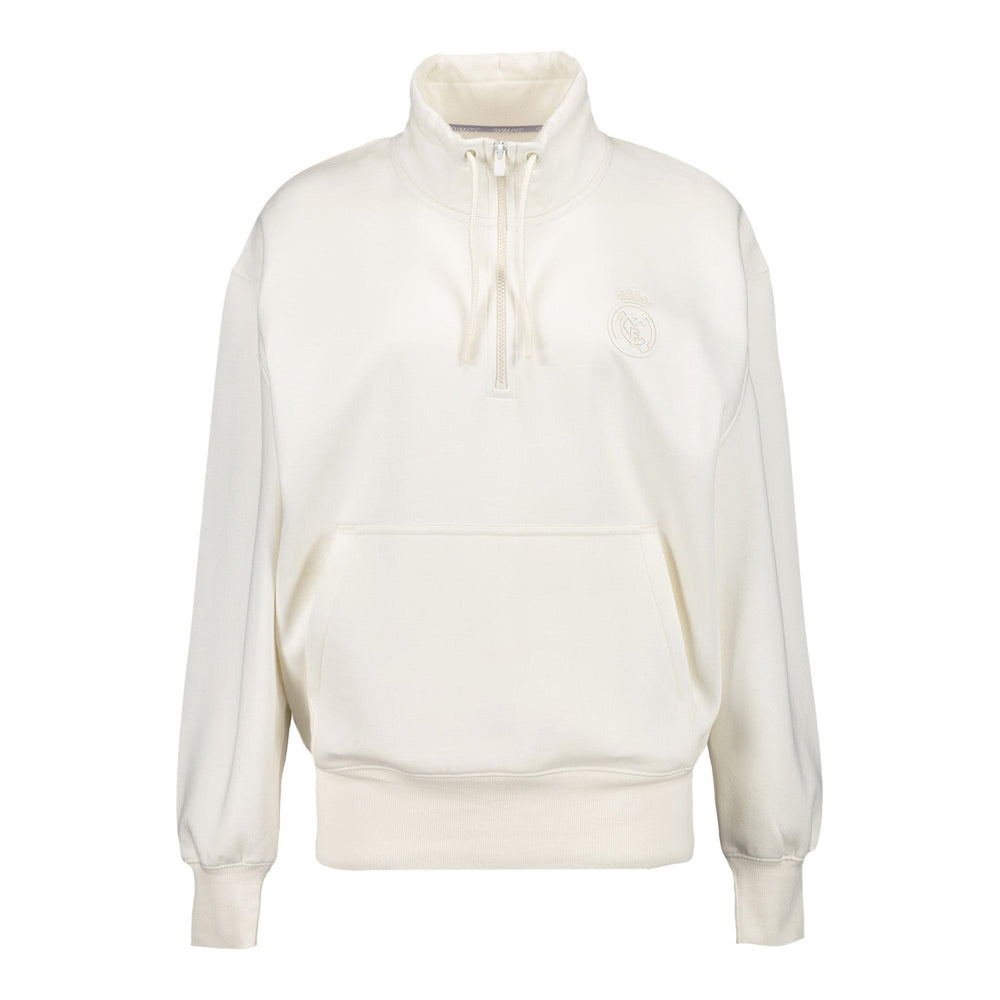 Womens Real Madrid Ladies Vintage Bone Zip Collar Sweatshirt