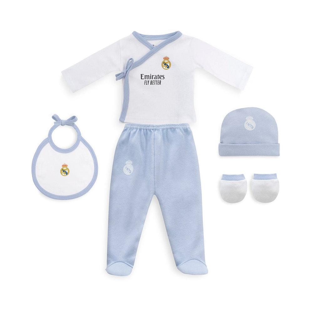 Set Hat, Shirt, Leg Warmers, Bib & Mittens Blue Real Madrid